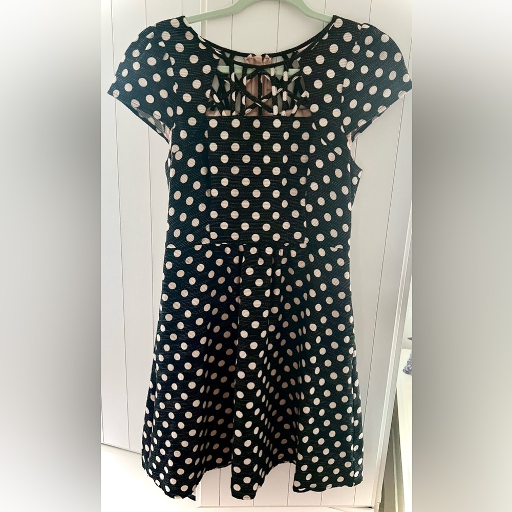 Maeve Nikola Cut-out Polka-dot Dress
